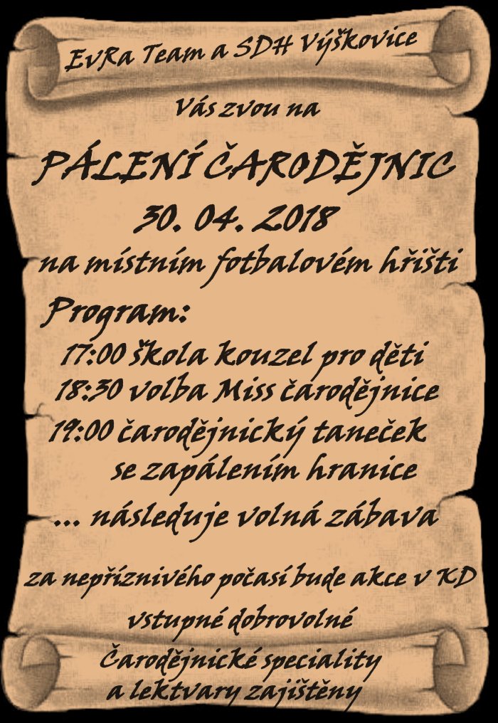 Pálení čarodějnic ve Výškovicích - 30. 4. 2018